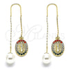 Arete Violador 02.253.0008.1 Oro Laminado, Diseño de Guadalupe, con Multicolor Cristal, Pulido, Tono Dorado