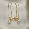 Arete Violador 02.253.0005.3 Oro Laminado, Diseño de Mariposa, con Rosado Cristal, Pulido, Tono Dorado