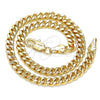 Tobillera Básica 04.63.1397.10 Oro Laminado, Diseño de Miami Cubana, Pulido, Tono Dorado (Calibre 120, Grosor 04.3 MM, 10 Pulgadas de Largo)