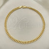 Tobillera Básica 04.63.1397.10 Oro Laminado, Diseño de Miami Cubana, Pulido, Tono Dorado (Calibre 120, Grosor 04.3 MM, 10 Pulgadas de Largo)