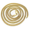 Gargantilla Basica 04.63.1397.30 Oro Laminado, Diseño de Miami Cubana, Pulido, Tono Dorado (04 MM Thickness, 30 Inches Length)