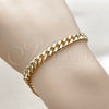 Pulsera Básica 04.63.1398.08 Oro Laminado, Diseño de Miami Cubana, Pulido, Tono Dorado (Calibre 160, Grosor 06 MM, 8 Pulgadas de Largo)