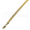 Tobillera Básica 04.63.1398.10 Oro Laminado, Diseño de Miami Cubana, Pulido, Tono Dorado (Calibre 160, Grosor 06 MM, 10 Pulgadas de Largo)
