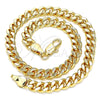 Tobillera Básica 04.63.1398.10 Oro Laminado, Diseño de Miami Cubana, Pulido, Tono Dorado (Calibre 160, Grosor 06 MM, 10 Pulgadas de Largo)