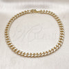 Tobillera Básica 04.63.1398.10 Oro Laminado, Diseño de Miami Cubana, Pulido, Tono Dorado (Calibre 160, Grosor 06 MM, 10 Pulgadas de Largo)