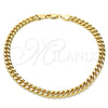 Tobillera Básica 04.63.1398.10 Oro Laminado, Diseño de Miami Cubana, Pulido, Tono Dorado (Calibre 160, Grosor 06 MM, 10 Pulgadas de Largo)