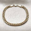 Pulsera Básica 04.63.1400.07 Oro Laminado, Diseño de Miami Cubana, Pulido, Tono Dorado (Calibre 160, Grosor 06 MM, 8 Pulgadas de Largo)