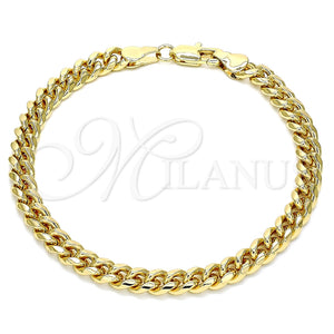 Pulsera Básica 04.63.1400.07 Oro Laminado, Diseño de Miami Cubana, Pulido, Tono Dorado (Calibre 160, Grosor 06 MM, 8 Pulgadas de Largo)
