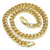 Tobillera Básica 04.63.1400.10 Oro Laminado, Diseño de Miami Cubana, Pulido, Tono Dorado (Calibre 160, Grosor 06 MM, 10 Pulgadas de Largo)
