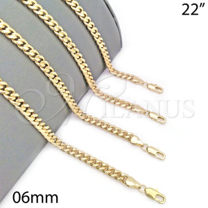 Gargantilla Basica 04.63.1400.22 Oro Laminado, Diseño de Miami Cubana, Pulido, Tono Dorado (Calibre 160, Grosor 06 MM, 22 Pulgadas de Largo)
