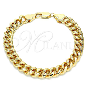 Pulsera Básica 5.223.010.07 Oro Laminado, Diseño de Miami Cubana, Pulido, Tono Dorado (Grosor 08 MM, 7 Pulgadas de Largo)