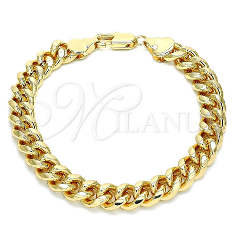 Pulsera Básica 5.223.010.07 Oro Laminado, Diseño de Miami Cubana, Pulido, Tono Dorado (Grosor 08 MM, 7 Pulgadas de Largo)