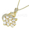 Collares con Dije 04.283.0016.20 Oro Laminado, Diseño de Cisne, con Blanca Zirconia Cubica, Pulido, Tono Dorado (02 MM Thickness, 20 Inches Length)
