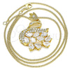 Collares con Dije 04.283.0016.20 Oro Laminado, Diseño de Cisne, con Blanca Zirconia Cubica, Pulido, Tono Dorado (02 MM Thickness, 20 Inches Length)