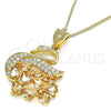Collares con Dije 04.283.0016.1.20 Oro Laminado, Diseño de Cisne, con Champan and Blanca Zirconia Cubica, Pulido, Tono Dorado (02 MM Thickness, 20 Inches Length)