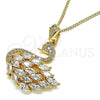 Collares con Dije 04.283.0017.20 Oro Laminado, Diseño de Cisne, con Blanca Zirconia Cubica, Pulido, Tono Dorado (02 MM Thickness, 20 Inches Length)