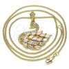 Collares con Dije 04.283.0017.20 Oro Laminado, Diseño de Cisne, con Blanca Zirconia Cubica, Pulido, Tono Dorado (02 MM Thickness, 20 Inches Length)