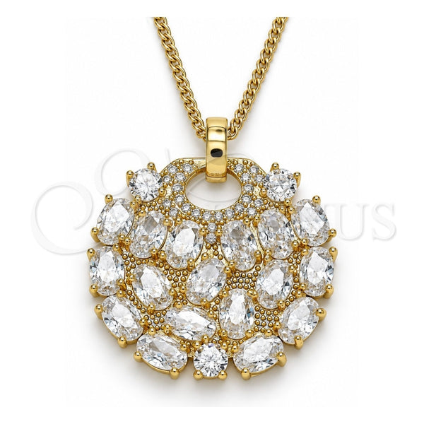 Collares con Dije 04.283.0019.20 Oro Laminado, con Blanca Zirconia Cubica, Pulido, Tono Dorado (02 MM Thickness, 20 Inches Length)