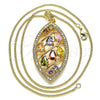 Collares con Dije 04.283.0020.20 Oro Laminado, Diseño de Oja y Gota, con Multicolor Zirconia Cubica, Pulido, Tono Dorado (02 MM Thickness, 20 Inches Length)
