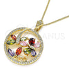Collares con Dije 04.283.0022.1.20 Oro Laminado, Diseño de Mariposa y Libélula, con Multicolor Zirconia Cubica, Pulido, Tono Dorado (02 MM Thickness, 20 Inches Length)