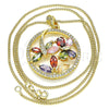 Collares con Dije 04.283.0022.1.20 Oro Laminado, Diseño de Mariposa y Libélula, con Multicolor Zirconia Cubica, Pulido, Tono Dorado (02 MM Thickness, 20 Inches Length)