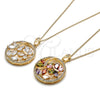 Collares con Dije 04.283.0022.1.20 Oro Laminado, Diseño de Mariposa y Libélula, con Multicolor Zirconia Cubica, Pulido, Tono Dorado (02 MM Thickness, 20 Inches Length)
