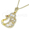 Collares con Dije 04.283.0003.1.20 Oro Laminado, Diseño de Pavo Real, con Blanca and Granate Zirconia Cubica, Pulido, Tono Dorado (02 MM Thickness, 20 Inches Length)