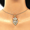 Collares con Dije 04.283.0026.20 Oro Laminado, Diseño de Corazón y Gota, con Blanca Zirconia Cubica, Pulido, Tono Dorado (02 MM Thickness, 20 Inches Length)
