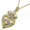 Collares con Dije 04.283.0026.20 Oro Laminado, Diseño de Corazón y Gota, con Blanca Zirconia Cubica, Pulido, Tono Dorado (02 MM Thickness, 20 Inches Length)