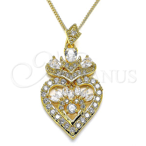 Collares con Dije 04.283.0026.20 Oro Laminado, Diseño de Corazón y Gota, con Blanca Zirconia Cubica, Pulido, Tono Dorado (02 MM Thickness, 20 Inches Length)