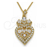 Collares con Dije 04.283.0026.20 Oro Laminado, Diseño de Corazón y Gota, con Blanca Zirconia Cubica, Pulido, Tono Dorado (02 MM Thickness, 20 Inches Length)