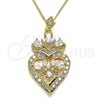 Collares con Dije 04.283.0026.20 Oro Laminado, Diseño de Corazón y Gota, con Blanca Zirconia Cubica, Pulido, Tono Dorado (02 MM Thickness, 20 Inches Length)