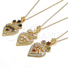 Collares con Dije 04.283.0026.1.20 Oro Laminado, Diseño de Corazón y Gota, con Negro and Blanca Zirconia Cubica, Pulido, Tono Dorado (02 MM Thickness, 20 Inches Length)