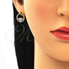 Arete Dormilona 02.341.0043 Oro Laminado, Diseño de Ojo Griego, con Multicolor Micro Pave, Esmaltado Azul, Tono Dorado
