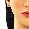 Arete Dormilona 02.341.0044 Oro Laminado, Diseño de Ojo Griego, con Multicolor Micro Pave, Esmaltado Blanco, Tono Dorado