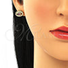 Arete Dormilona 02.341.0048 Oro Laminado, Diseño de Ojo Griego, con Rubi Zirconia Cubica and Multicolor Micro Pave, Pulido, Tono Dorado