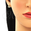 Arete Dormilona 02.341.0049 Oro Laminado, Diseño de Ojo Griego, con Blanca Zirconia Cubica and Multicolor Micro Pave, Pulido, Tono Dorado