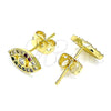 Arete Dormilona 02.341.0049 Oro Laminado, Diseño de Ojo Griego, con Blanca Zirconia Cubica and Multicolor Micro Pave, Pulido, Tono Dorado