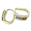 Argolla Pequeña 02.210.0349.15 Oro Laminado, con Multicolor Zirconia Cubica, Pulido, Tono Dorado