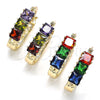 Argolla Pequeña 02.210.0349.15 Oro Laminado, con Multicolor Zirconia Cubica, Pulido, Tono Dorado