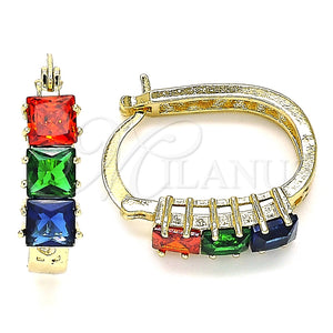 Argolla Pequeña 02.210.0349.1.15 Oro Laminado, con Multicolor Zirconia Cubica, Pulido, Tono Dorado