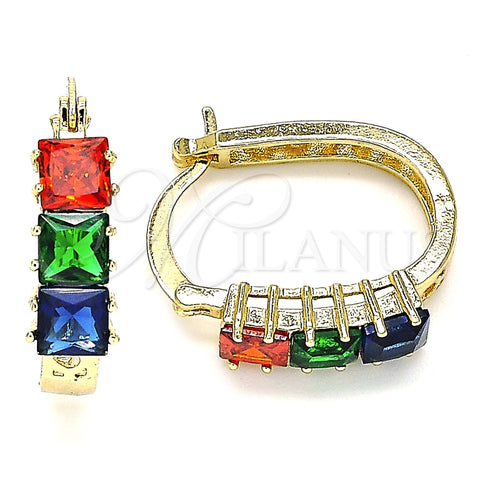 Argolla Pequeña 02.210.0349.1.15 Oro Laminado, con Multicolor Zirconia Cubica, Pulido, Tono Dorado