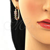 Argolla Pequeña 02.210.0351.1.15 Oro Laminado, Diseño de Baguette, con Multicolor Zirconia Cubica, Pulido, Tono Dorado
