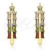 Argolla Pequeña 02.210.0351.1.15 Oro Laminado, Diseño de Baguette, con Multicolor Zirconia Cubica, Pulido, Tono Dorado