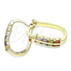 Argolla Pequeña 02.210.0351.1.15 Oro Laminado, Diseño de Baguette, con Multicolor Zirconia Cubica, Pulido, Tono Dorado