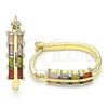 Argolla Pequeña 02.210.0351.1.15 Oro Laminado, Diseño de Baguette, con Multicolor Zirconia Cubica, Pulido, Tono Dorado