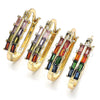 Argolla Pequeña 02.210.0351.1.15 Oro Laminado, Diseño de Baguette, con Multicolor Zirconia Cubica, Pulido, Tono Dorado