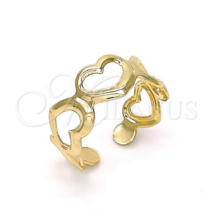 Anillo del Pie 01.376.0002 Oro Laminado, Diseño de Corazón, Pulido, Tono Dorado (One size fits all)