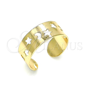 Anillo del Pie 01.376.0007 Oro Laminado, Diseño de Estrella y Luna, Pulido, Tono Dorado (One size fits all)