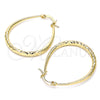 Argolla Mediana 02.170.0083.30 Oro Laminado, Diseño de Gota y Hueco, Diamantado, Tono Dorado